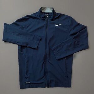 Nike Dri-Fit Knit Navy Blue Versatile Lightweight Jacket Men’s Hidden Pockets